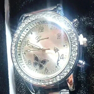 Geneva women's rhinestone butterfly watch
